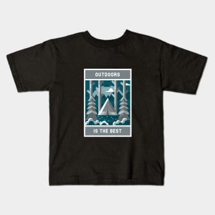 Outdoors is the best Kids T-Shirt